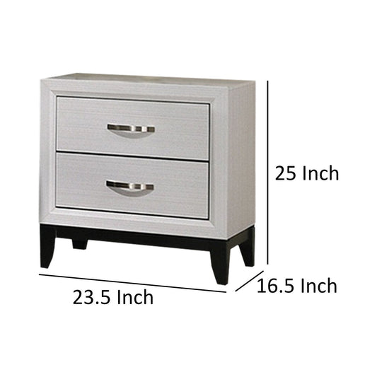 Contemporary Two-Tone Nightstand – Engineered Wood, Panel Fronts and Wooden Legs
