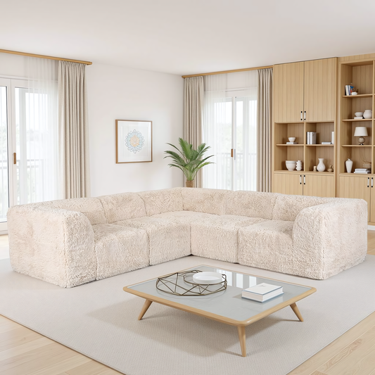 Contemporary Compressed Foam Modular Sofa with Dual Arms – Deep Seating Sectional Design