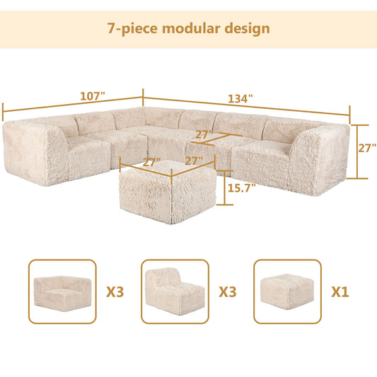 Cozy L-Sectional Compressed Foam Sofa with Ottoman for Living Room – Plush Deep Seating