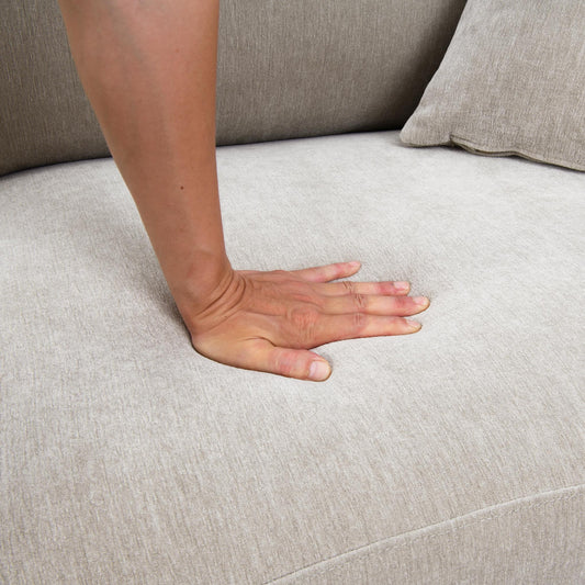 Mid-Century Modern Armchair with Walnut Wood Trim and Throw Pillow