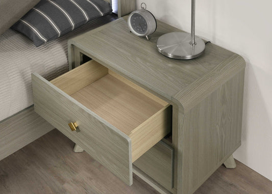 Modern Gray Nightstand with Smooth-Glide Drawers