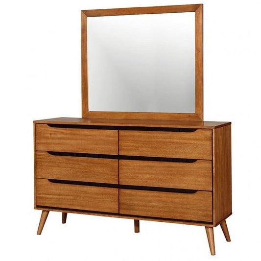 Mid-Century Modern Solid Wood Dresser – Round Tapered Legs and Optional Mirror
