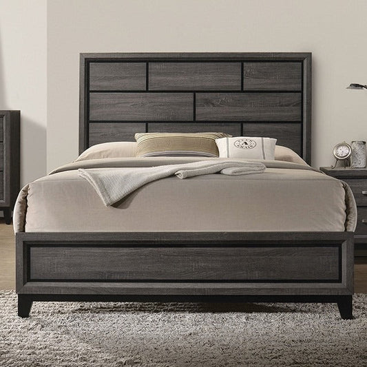 Contemporary Panel Style Bed – Two-Tone Design, Engineered Wood and Wooden Legs