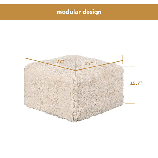 Contemporary Ottoman for Living Room – Faux Fur and Compressed High-Density Foam
