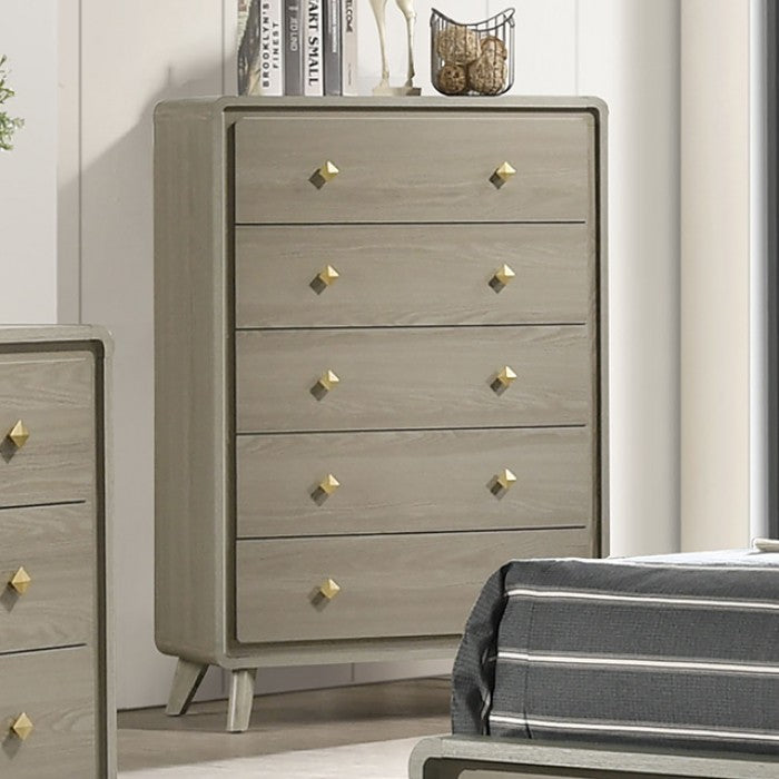 Modern Gray Chest with Gold Drawer Pulls