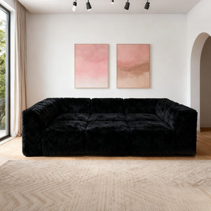 Contemporary Compressed Foam Faux Fur Daybed with Deep Seating and Modular Design