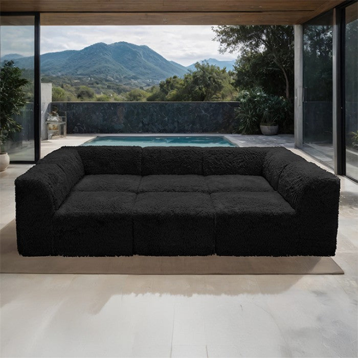 Contemporary Compressed Foam Faux Fur Daybed with Deep Seating and Modular Design