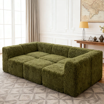 Contemporary Compressed Foam Faux Fur Daybed with Deep Seating and Modular Design