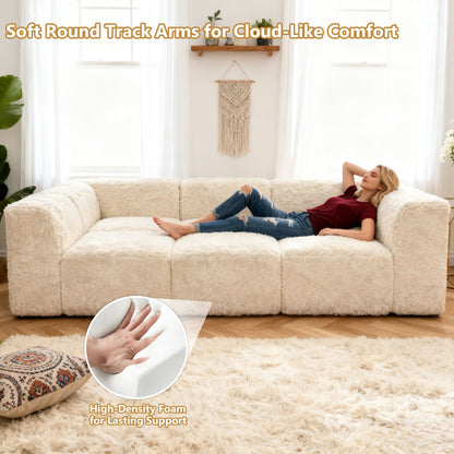 Contemporary Compressed Foam Faux Fur Daybed with Deep Seating and Modular Design