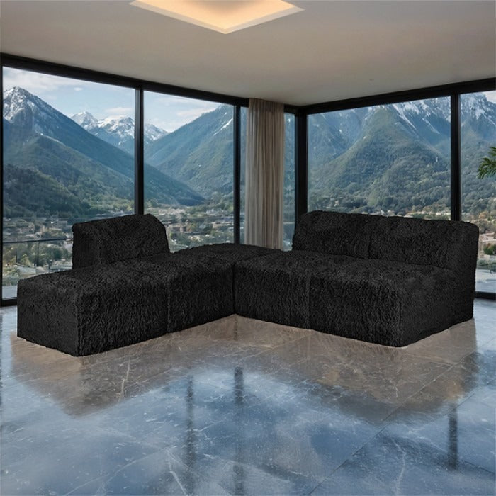 Contemporary Compressed Foam Modular Sectional Sofa with Asymmetrical Single Backrest – Deep Seating Comfort