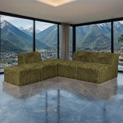 Contemporary Compressed Foam Modular Sectional Sofa with Asymmetrical Single Backrest – Deep Seating Comfort