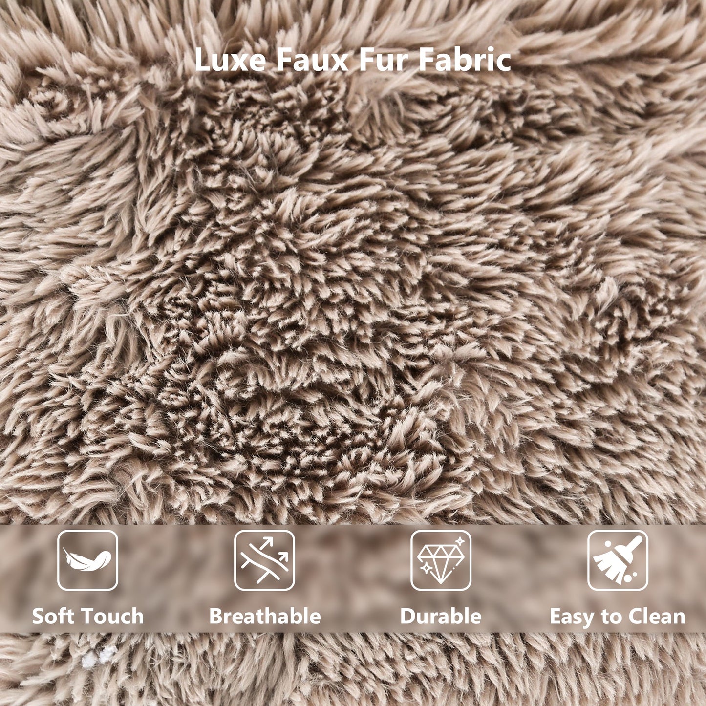 Deep Seating Compressed Foam Faux Fur Modular Loveseat, Contemporary 2-Seater for Living Room