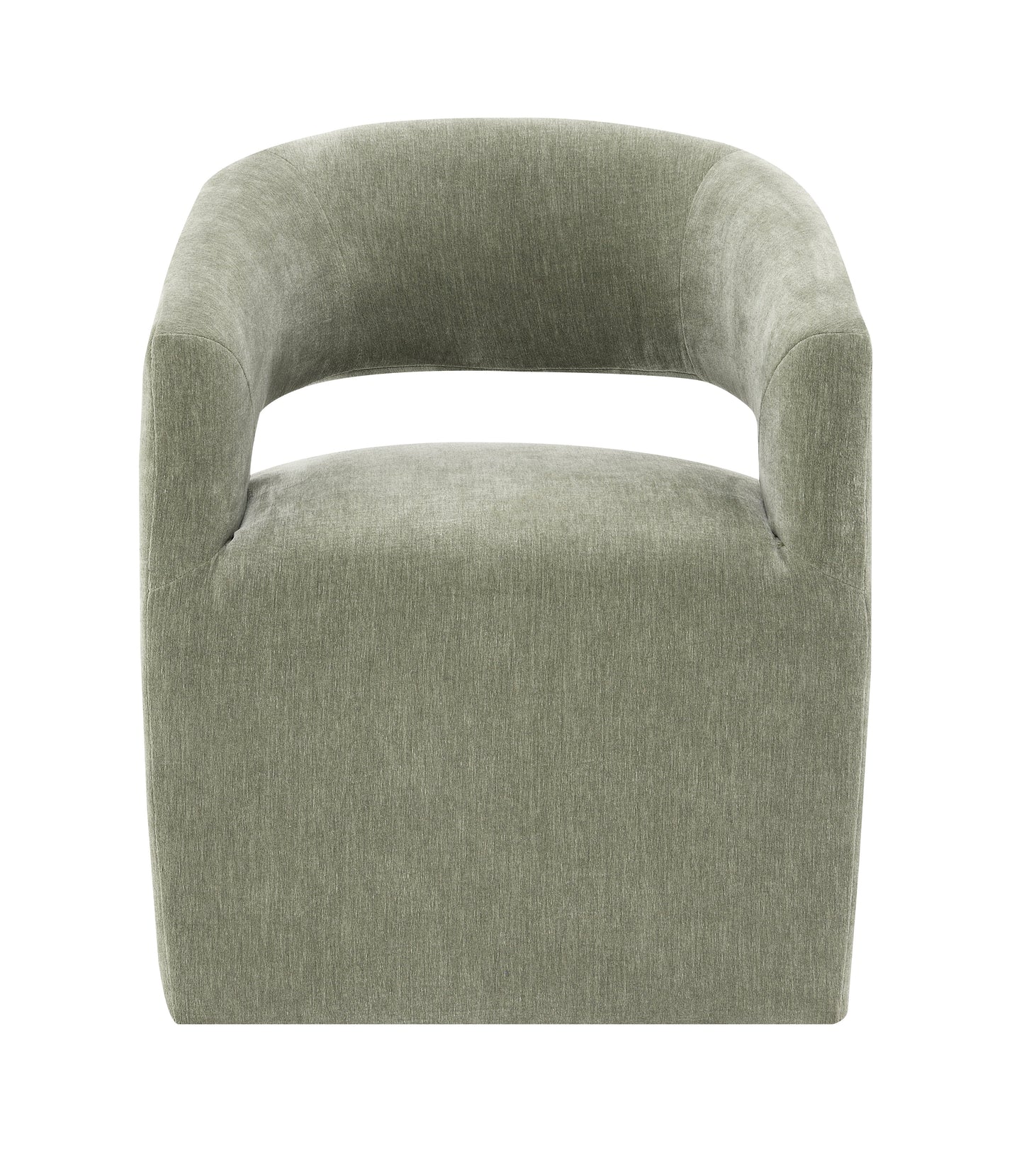 Contemporary Barrel-Back Arm Chair with Casters – Neutral Textured Fabric