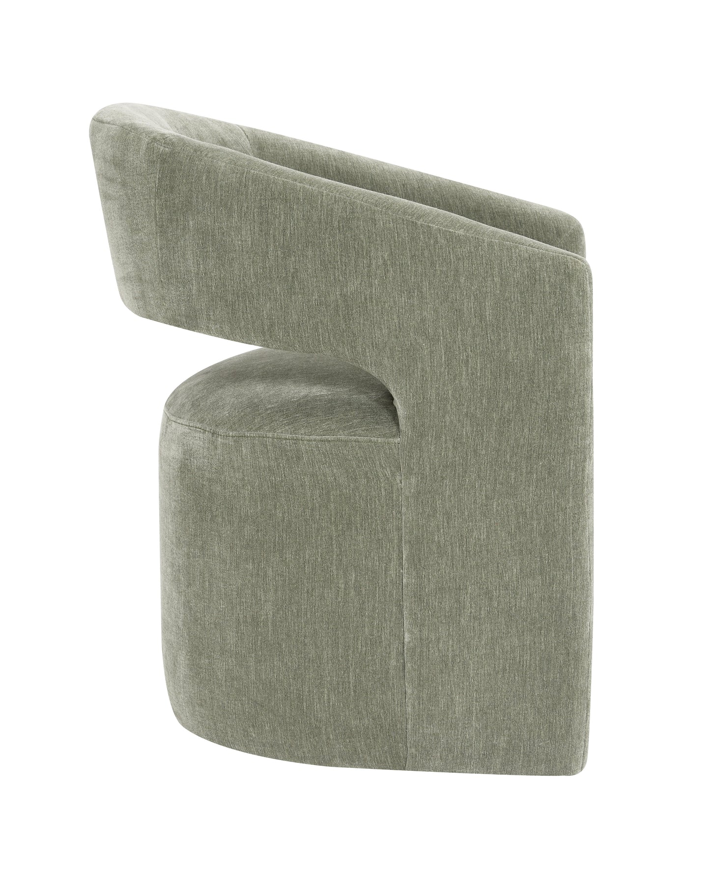 Contemporary Barrel-Back Arm Chair with Casters – Neutral Textured Fabric