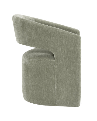 Contemporary Barrel-Back Arm Chair with Casters – Neutral Textured Fabric