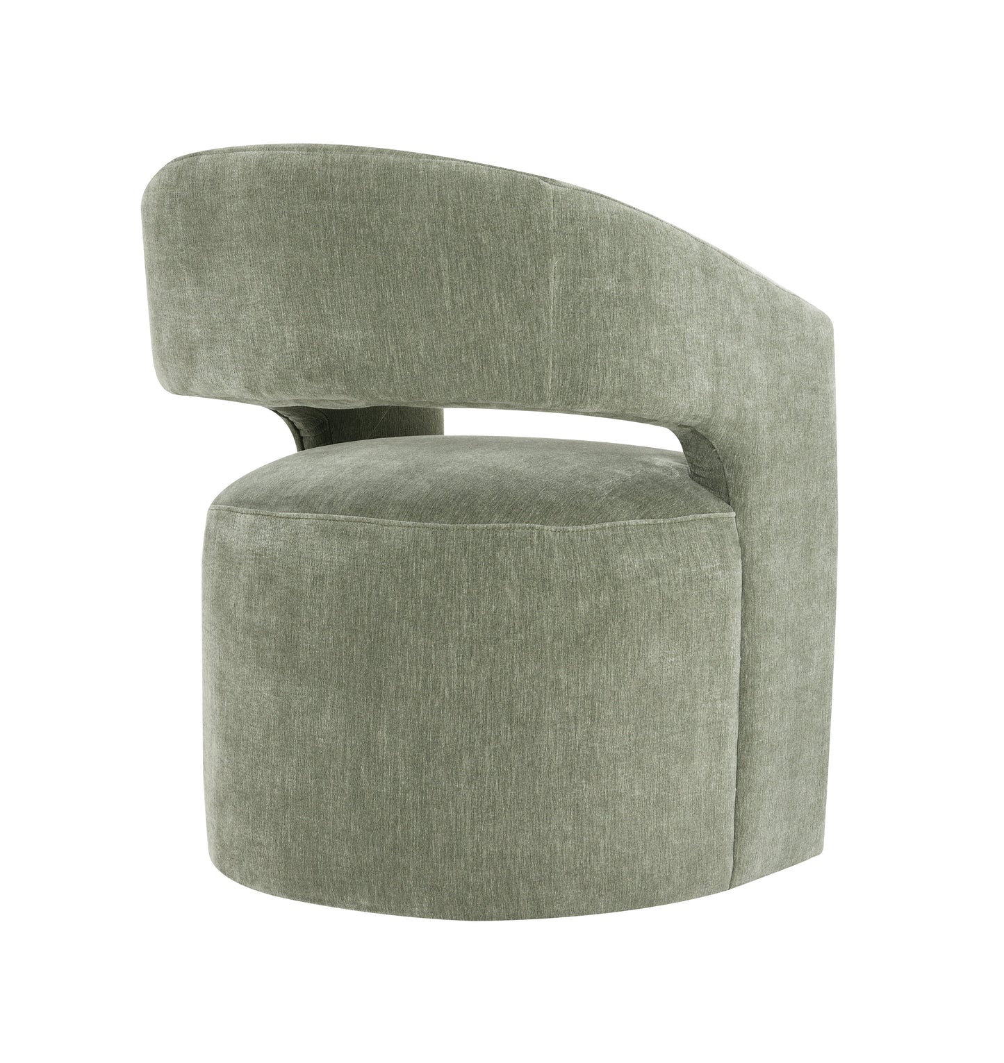 Contemporary Barrel-Back Arm Chair with Casters – Neutral Textured Fabric
