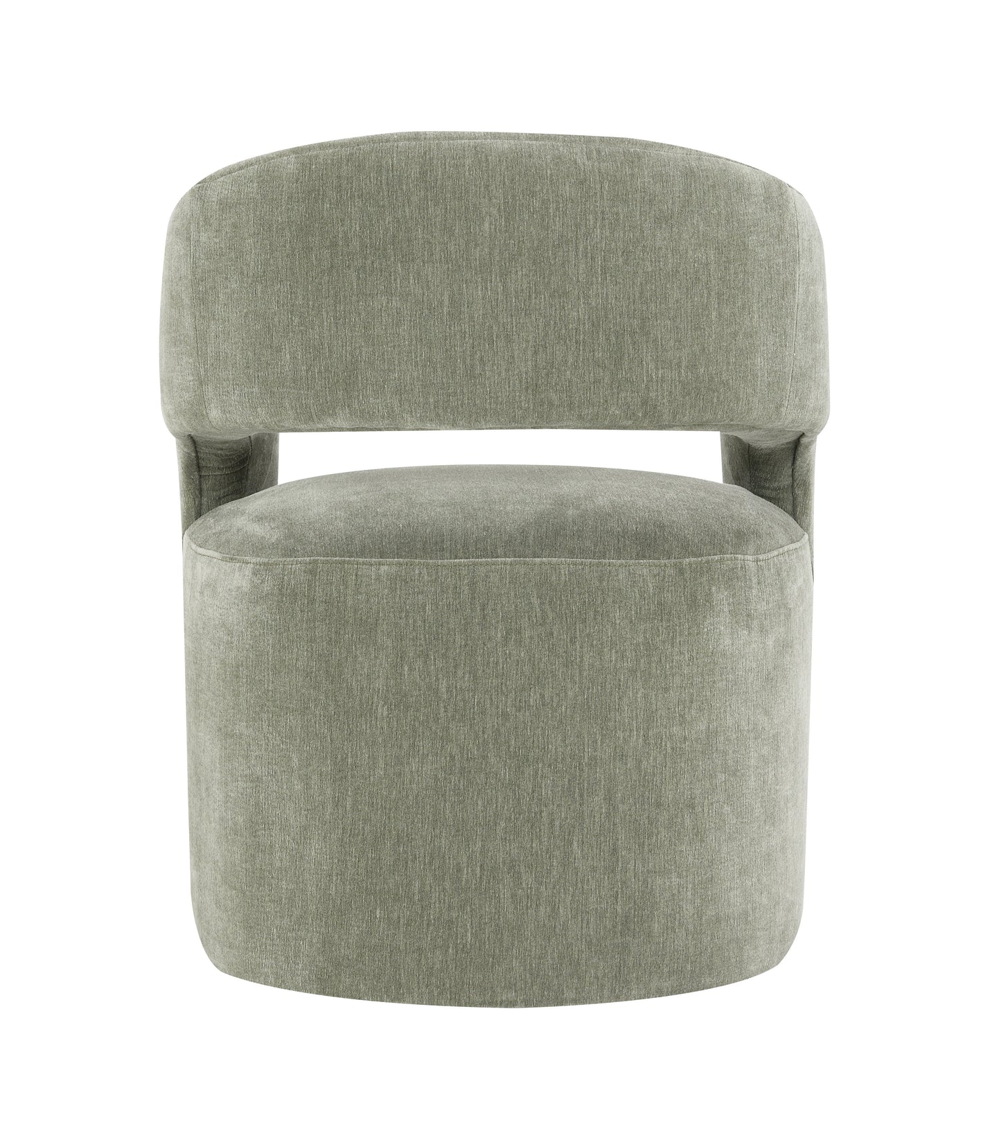 Contemporary Barrel-Back Arm Chair with Casters – Neutral Textured Fabric
