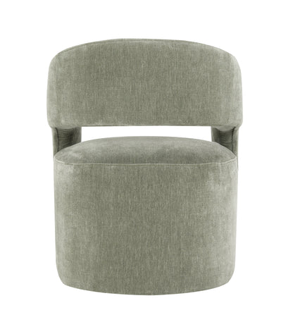 Contemporary Barrel-Back Arm Chair with Casters – Neutral Textured Fabric