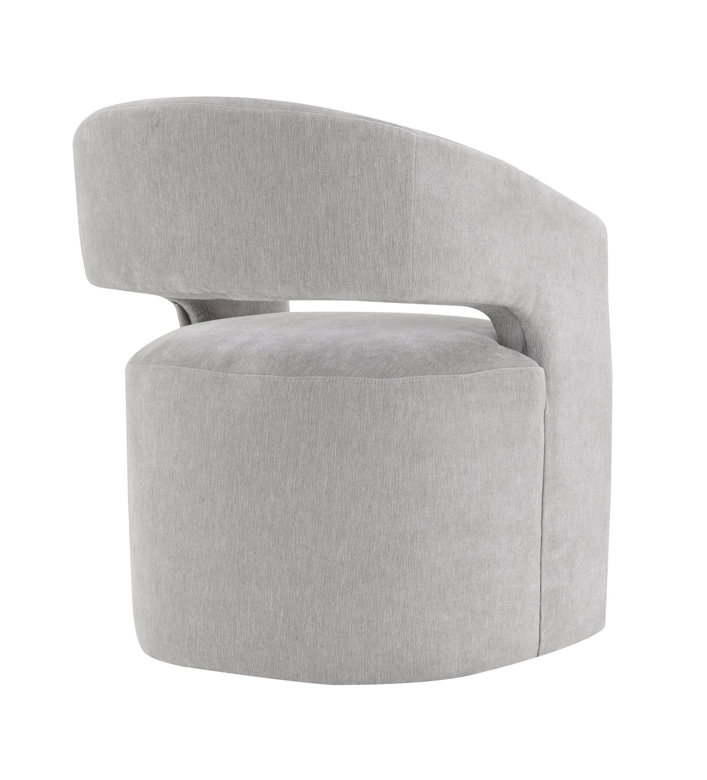 Contemporary Barrel-Back Arm Chair with Casters – Neutral Textured Fabric