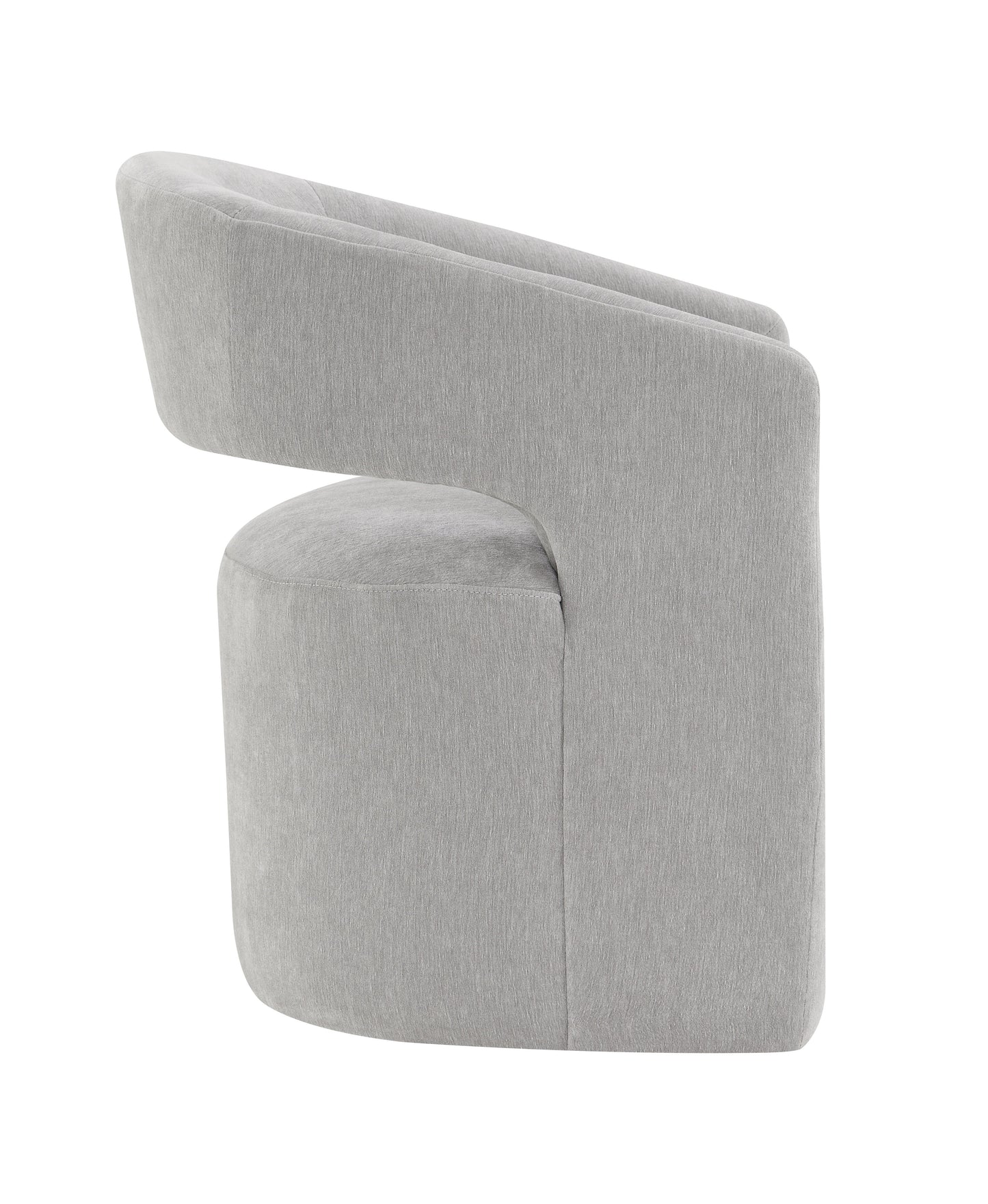 Contemporary Barrel-Back Arm Chair with Casters – Neutral Textured Fabric