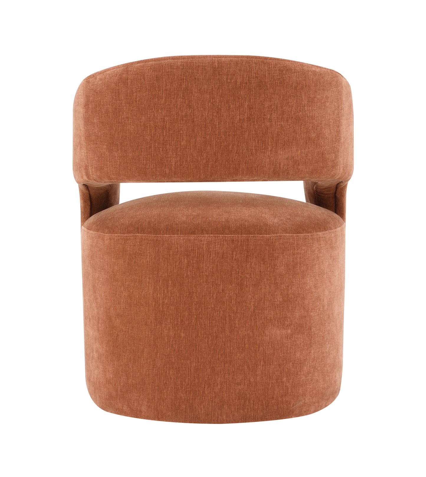 Contemporary Barrel-Back Arm Chair with Casters – Neutral Textured Fabric
