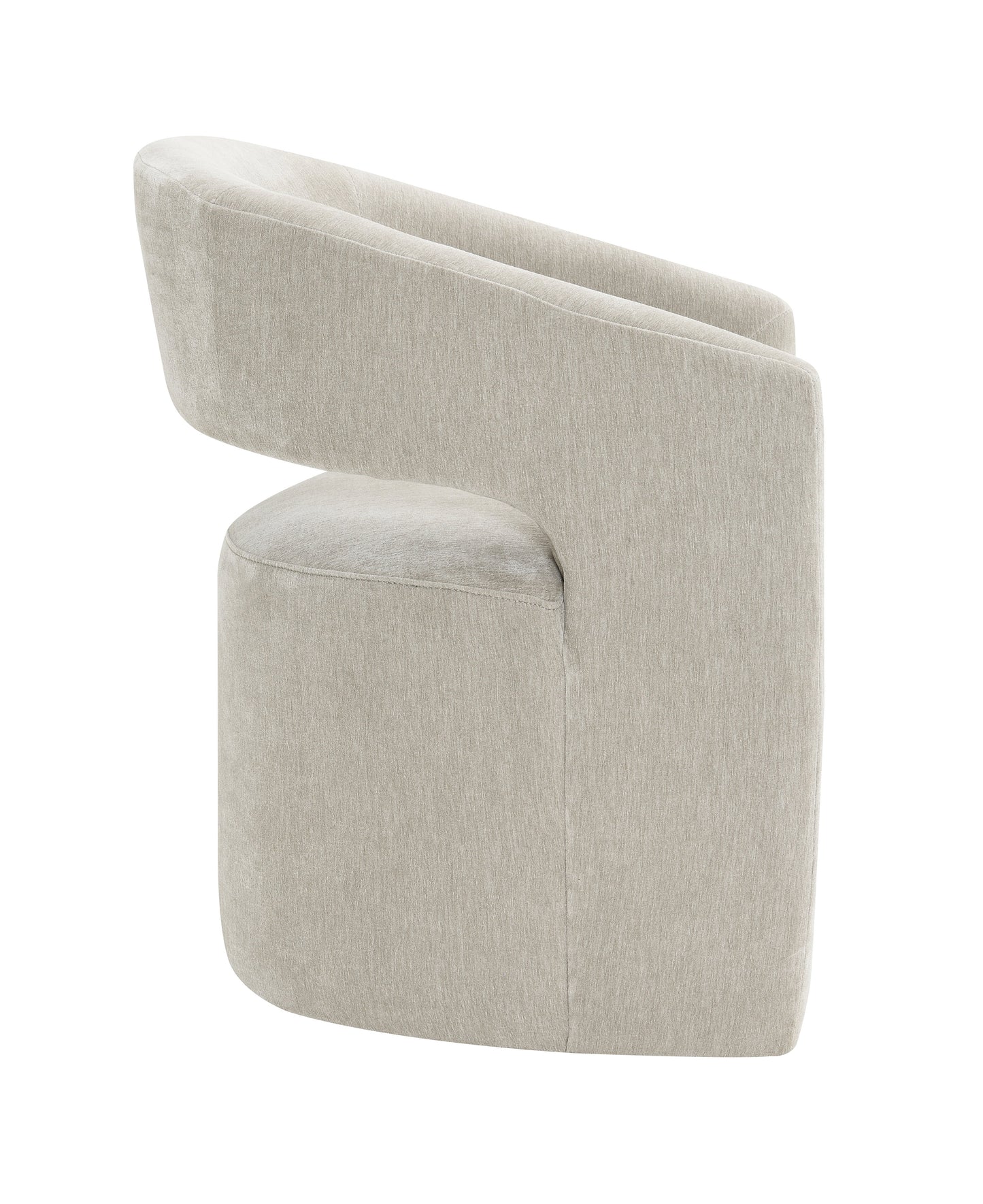 Contemporary Barrel-Back Arm Chair with Casters – Neutral Textured Fabric