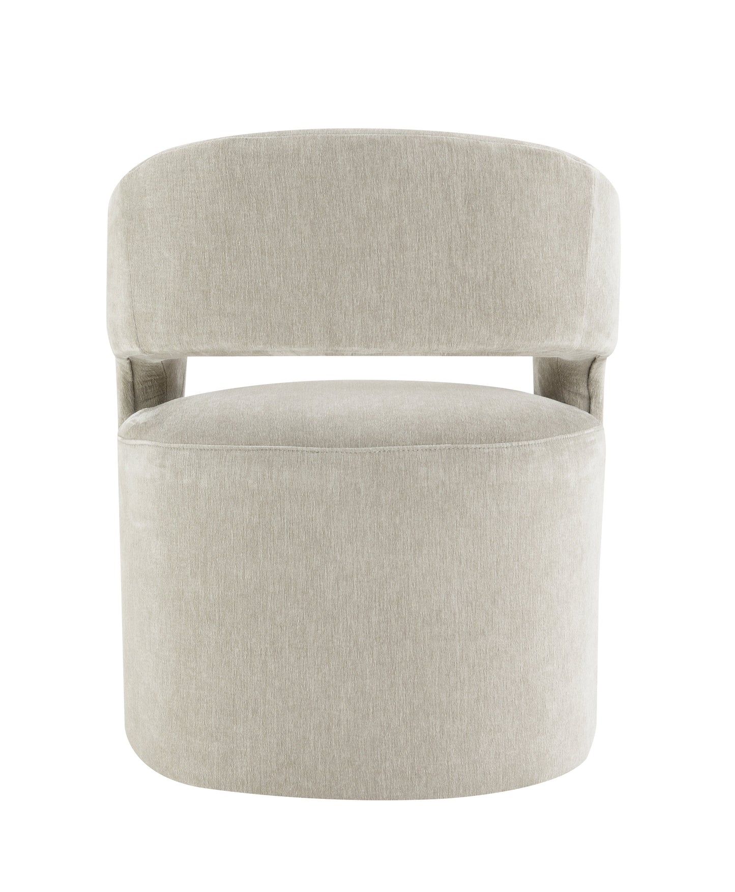 Contemporary Barrel-Back Arm Chair with Casters – Neutral Textured Fabric