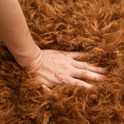 Contemporary Yeti Accent Chair – Ultra Soft Faux Fur, Dark Walnut Wood Arms