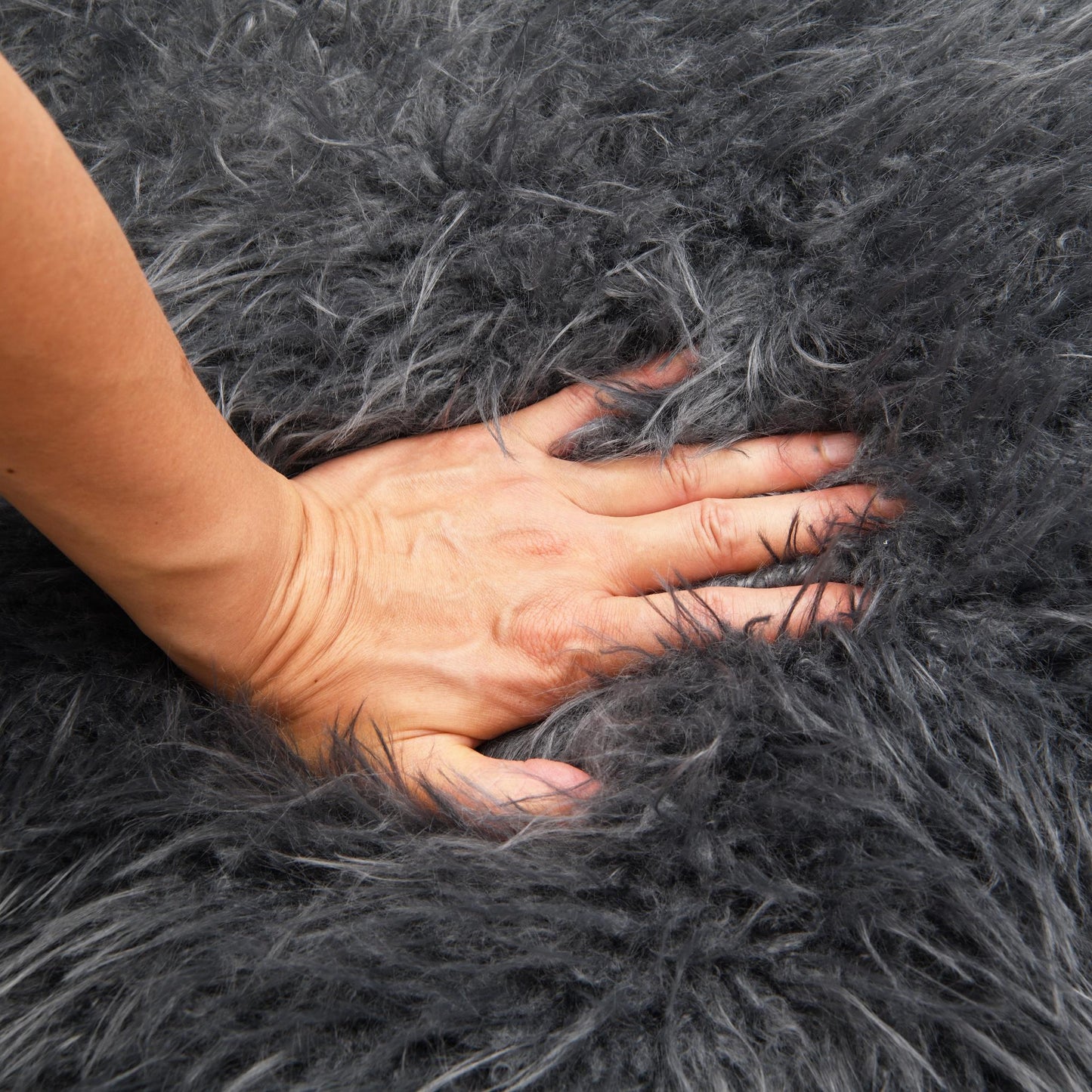 Contemporary Yeti Accent Chair – Ultra Soft Faux Fur, Dark Walnut Wood Arms