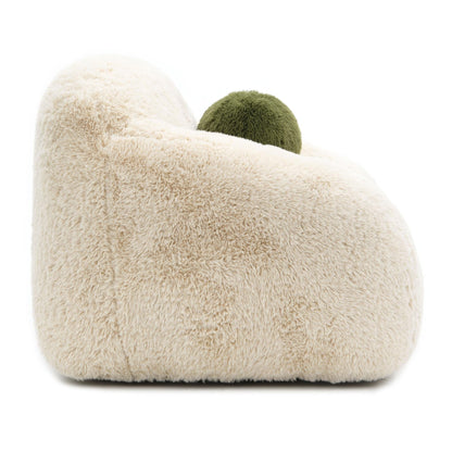 Contemporary Faux Fur Swivel Chair – Plush Shaggy Texture, Full Swivel + Ball Pillows