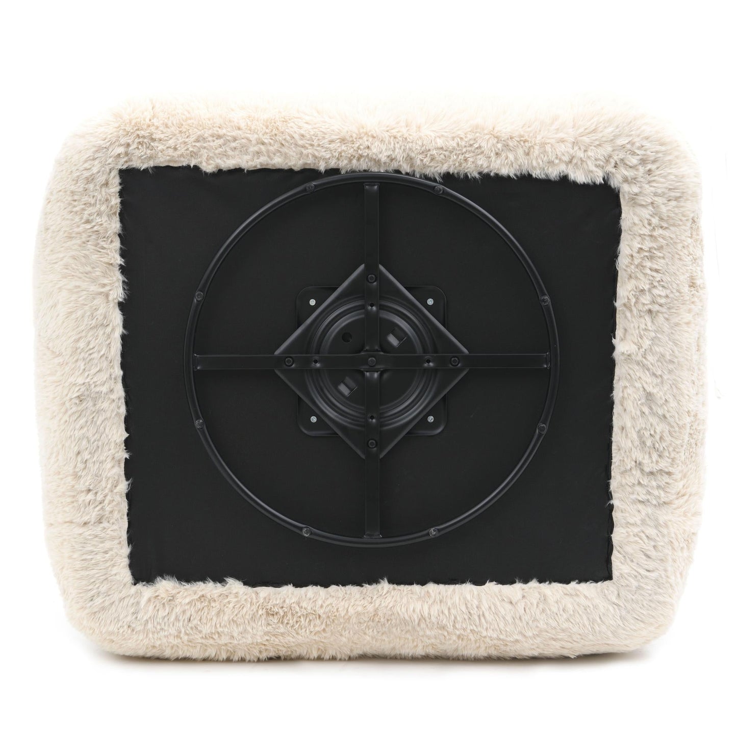 Contemporary Faux Fur Swivel Chair – Plush Shaggy Texture, Full Swivel + Ball Pillows