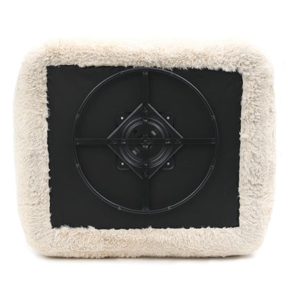 Contemporary Faux Fur Swivel Chair – Plush Shaggy Texture, Full Swivel + Ball Pillows