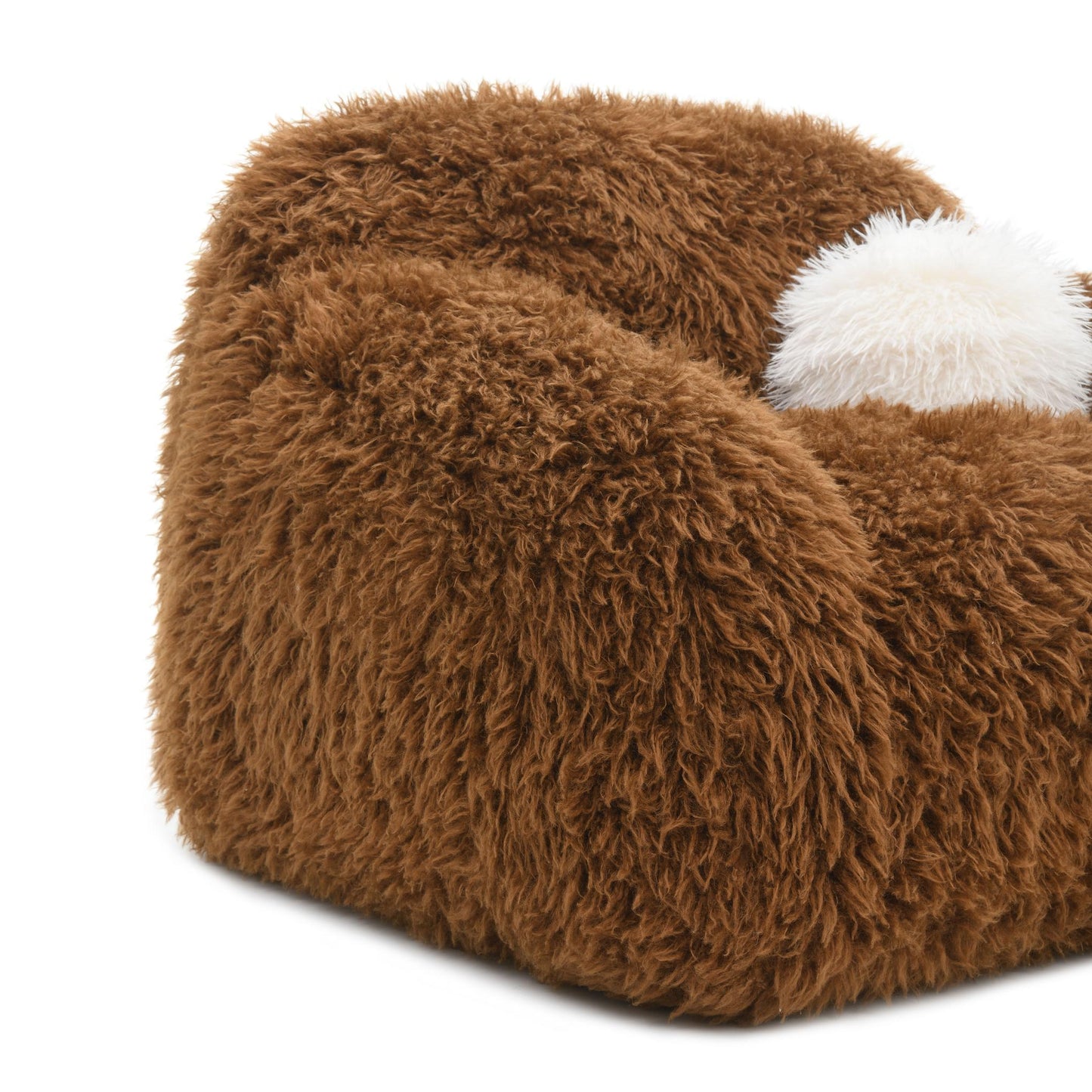 Contemporary Faux Fur Swivel Chair – Plush Shaggy Texture, Full Swivel + Ball Pillows
