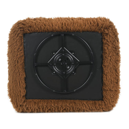 Contemporary Faux Fur Swivel Chair – Plush Shaggy Texture, Full Swivel + Ball Pillows