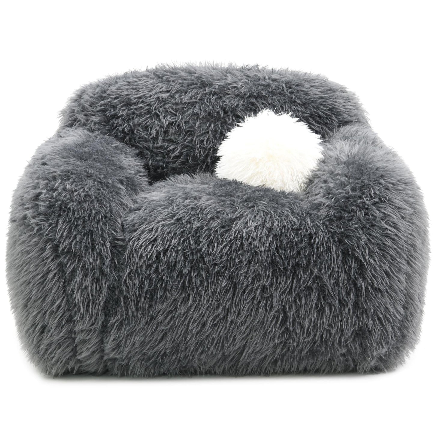 Contemporary Faux Fur Swivel Chair – Plush Shaggy Texture, Full Swivel + Ball Pillows