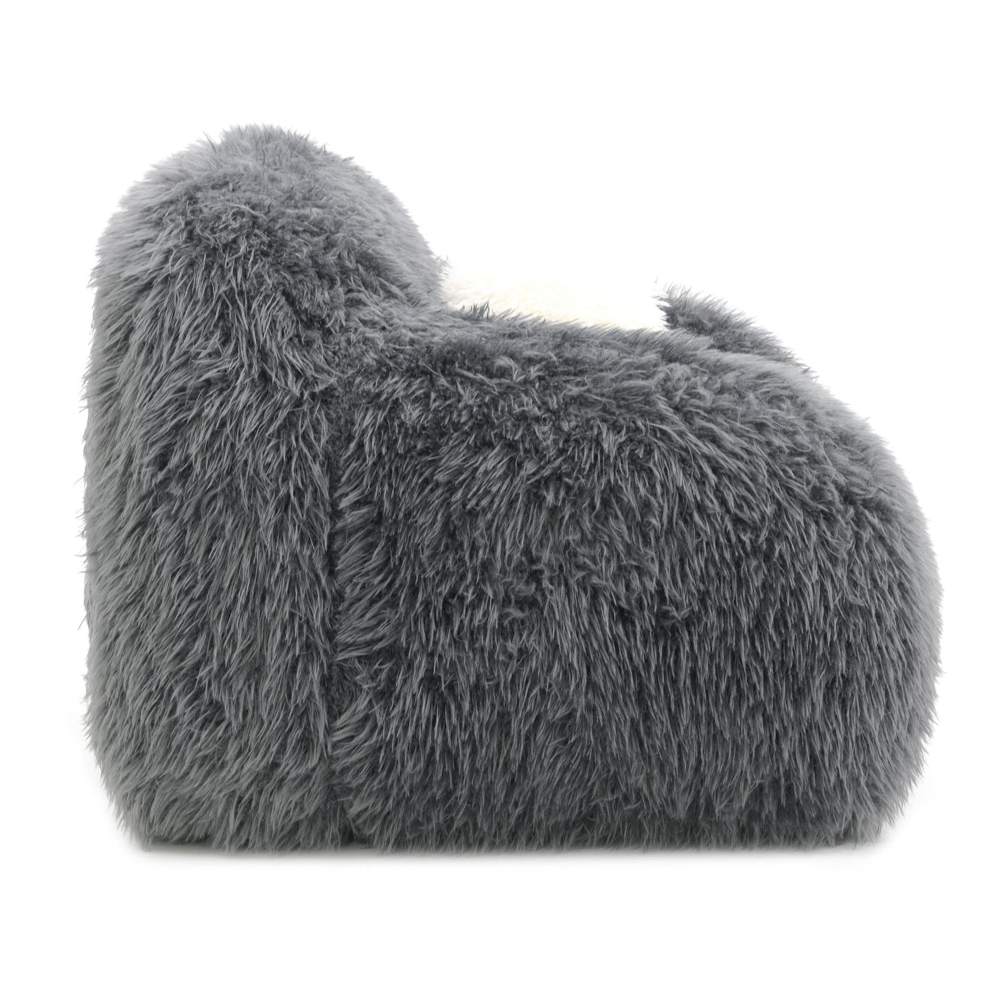 Contemporary Faux Fur Swivel Chair – Plush Shaggy Texture, Full Swivel + Ball Pillows