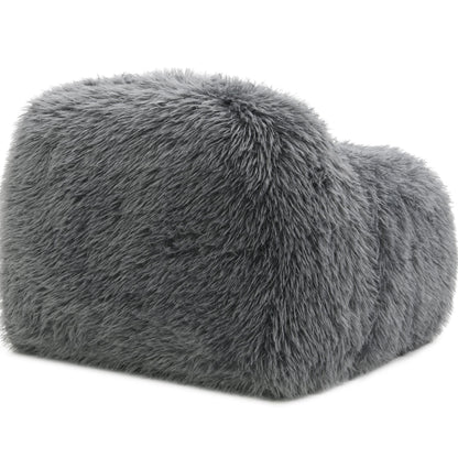 Contemporary Faux Fur Swivel Chair – Plush Shaggy Texture, Full Swivel + Ball Pillows