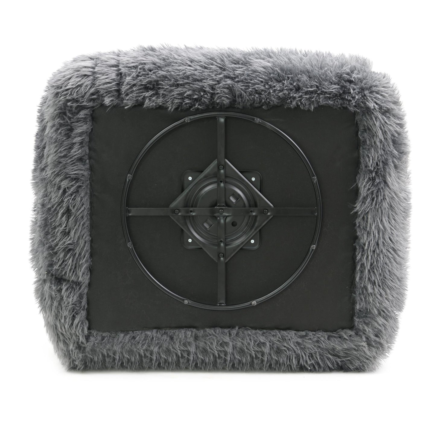 Contemporary Faux Fur Swivel Chair – Plush Shaggy Texture, Full Swivel + Ball Pillows