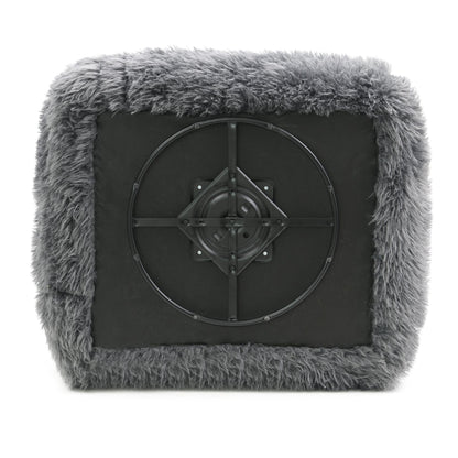 Contemporary Faux Fur Swivel Chair – Plush Shaggy Texture, Full Swivel + Ball Pillows