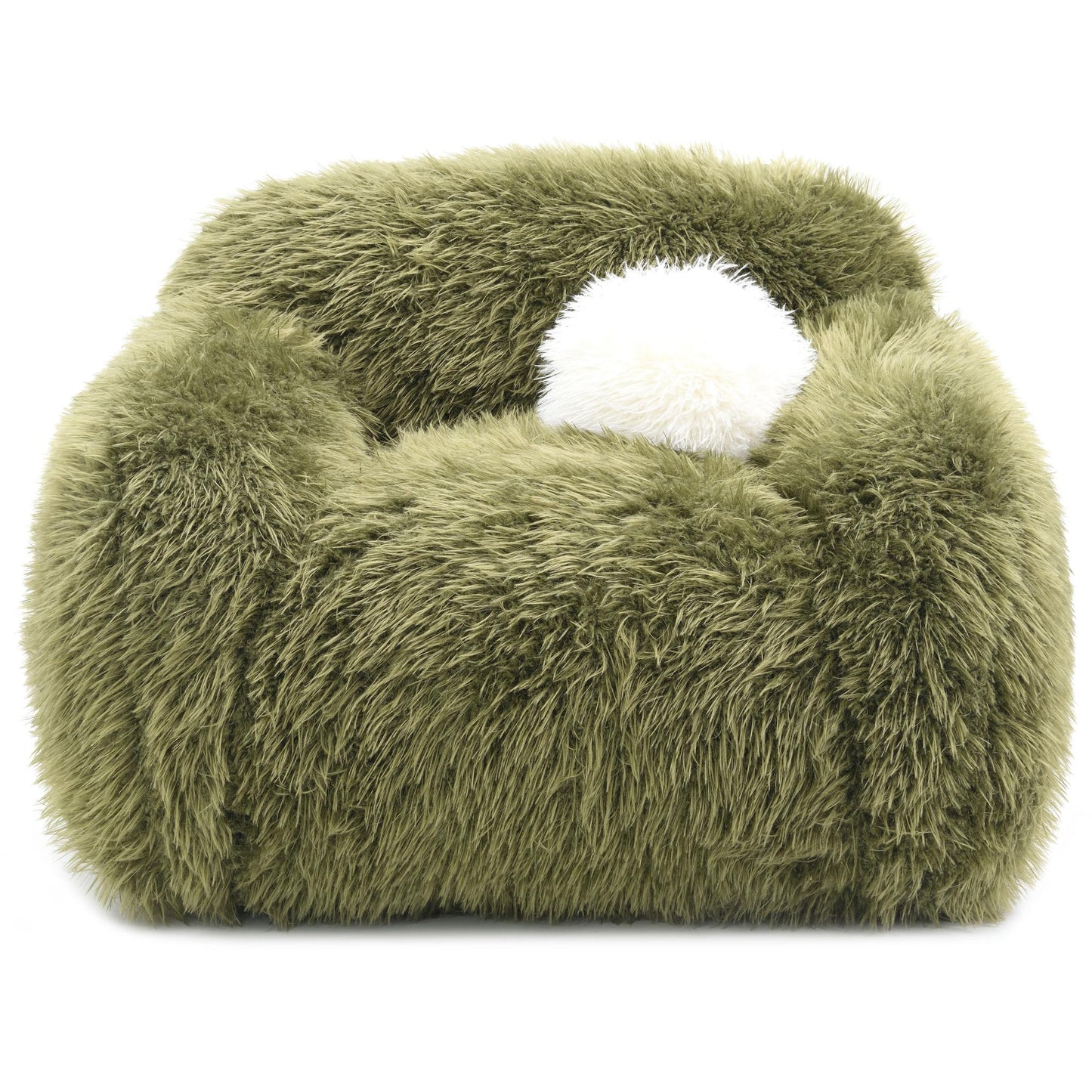 Contemporary Faux Fur Swivel Chair – Plush Shaggy Texture, Full Swivel + Ball Pillows
