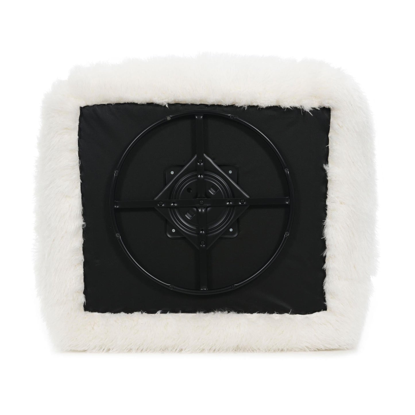 Contemporary Faux Fur Swivel Chair – Plush Shaggy Texture, Full Swivel + Ball Pillows