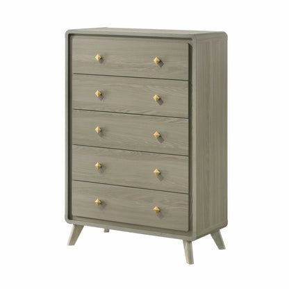 Modern Gray Chest with Gold Drawer Pulls