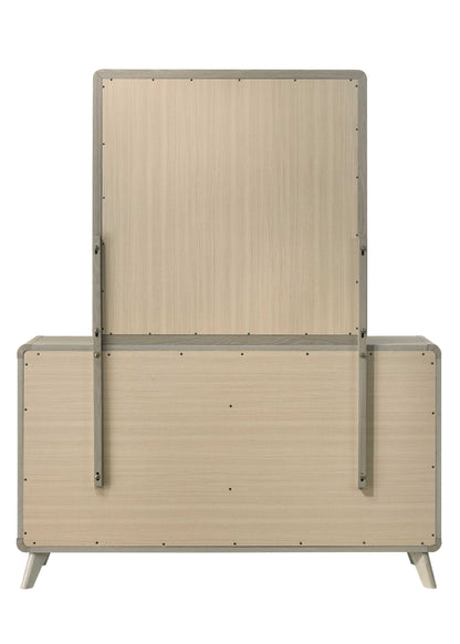 Modern Gray Rubberwood Dresser – Gold Metal Knobs and English Dovetail Drawers