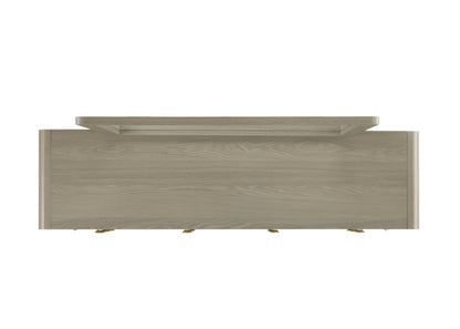 Modern Gray Rubberwood Dresser – Gold Metal Knobs and English Dovetail Drawers