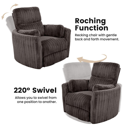 Contemporary Power Glider Recliner w/ Swivel – Pillow Fill, Curved Arms
