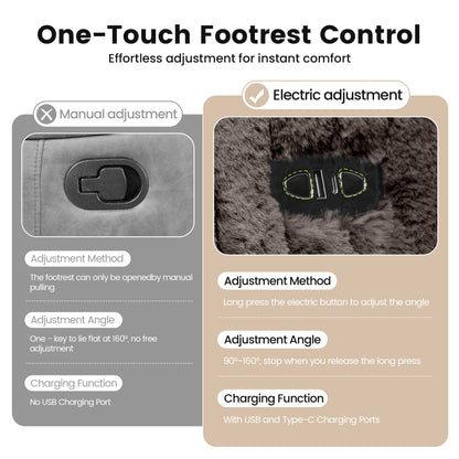 Contemporary Power Glider Recliner w/ Swivel – Pillow Fill, Curved Arms