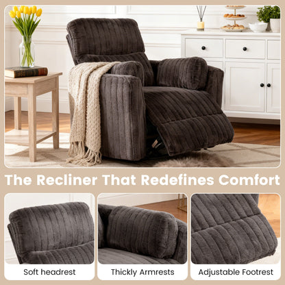 Contemporary Power Glider Recliner w/ Swivel – Pillow Fill, Curved Arms
