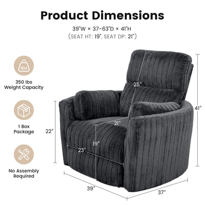 Contemporary Power Glider Recliner w/ Swivel – Pillow Fill, Curved Arms