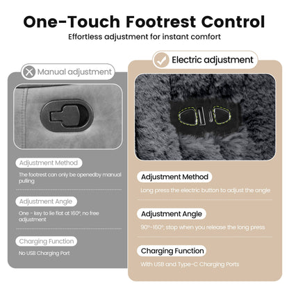 Contemporary Power Glider Recliner w/ Swivel – Pillow Fill, Curved Arms