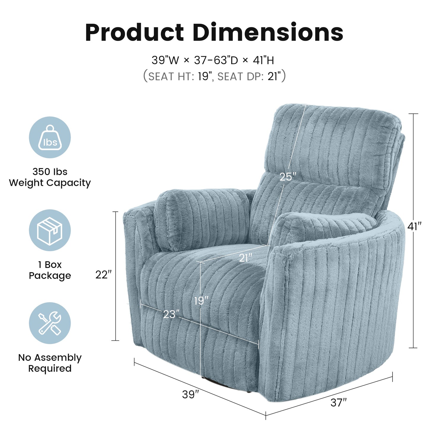 Contemporary Power Glider Recliner w/ Swivel – Pillow Fill, Curved Arms